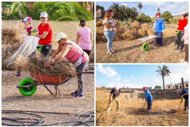 El personal del proyecto de empleo en la finca de La Herradura recibe la visita de la concejala Lidia Mejías (Foto C7)